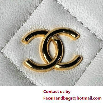 Chanel Shiny Crumpled Calfskin, Resin  &  Gold-Tone Metal Clutch with Chain Bag AP3786 White 2025